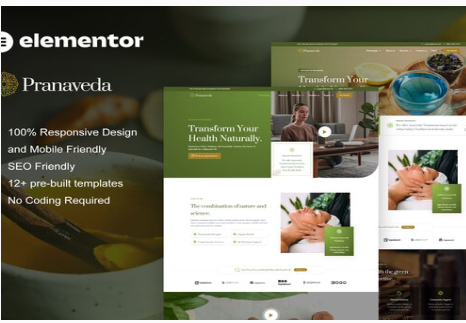Product Image - PranaVeda – Ayurveda Treatment & Spa Elementor Pro Template Kit