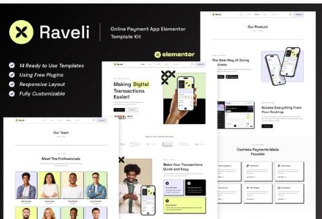 Product Image - Raveli – Online Payment App Elementor Template Kit