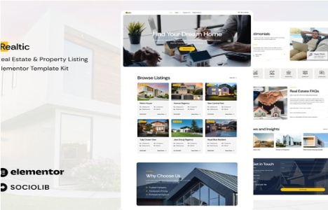 Product Image - Realtic – Real Estate & Property Listing Elementor Template Kit