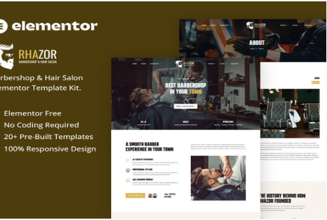 Product Image - Rhazor – Barbershop & Hair Salon Elementor Template Kit