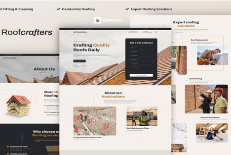Product Image - Roofcrafters – Roofing Company Elementor Pro Template Kit