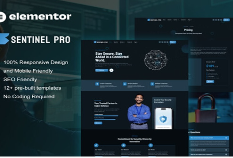 Product Image - Sentinel – Cyber Security Services Elementor Pro Template Kit