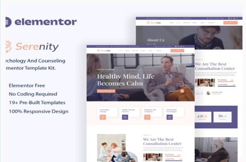 Product Image - Serenity – Psychology & Counseling Elementor Template Kit Product Image - Serenity – Psychology & Counseling Elementor Template Kit