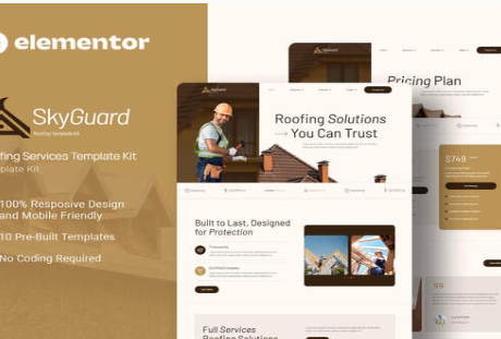 Product Image - SkyGuard – Roofing Services Elementor Template Kit