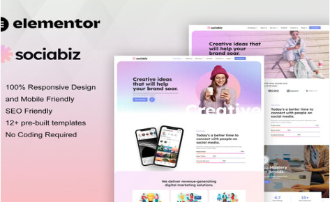 Product Image - SociaBiz – Digital Marketing Agency Elementor Pro Template Kit