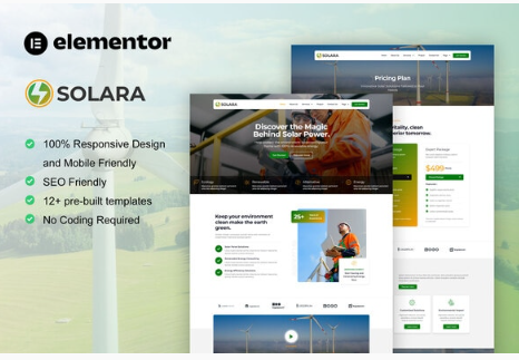 Product Image - Solara – Solar Panel & Renewable Energy Elementor Template Kit