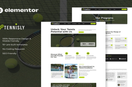 Product Image - Tennisly – Tennis School & Sports Club Elementor Template Kit
