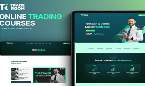 Product Image - Traderoom – Online trading courses Elementor Template Kit
