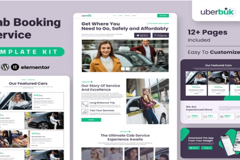 Product Image - Uberbuk – Taxi Company & Online Cab Service Elementor Template Kit