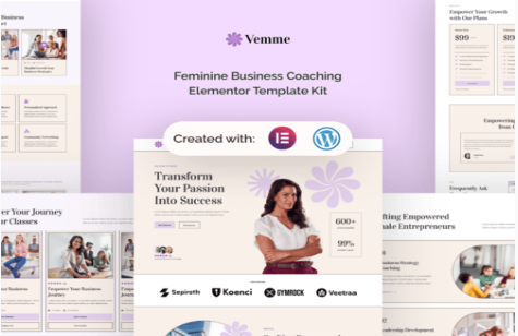Product Image - Vemme – Feminine Business Coaching Elementor Template Kit