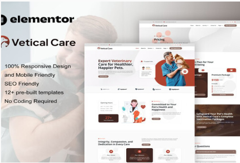 Product Image - VeticalCare – Veterinary & Pet Care Elementor Pro Template Kit
