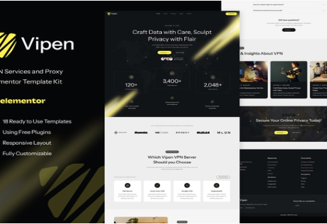 Product Image - Vipen – VPN Services & Proxy Elementor Template Kit Product Image - Vipen – VPN Services & Proxy Elementor Template Kit