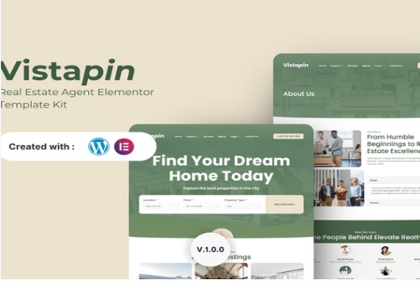 Product Image - Vistapin – Real Estate Agent Elementor Template Kit