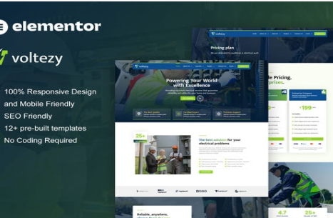 Product Image - Voltezy – Electrical Installation & Maintenance Service Elementor Template Kit