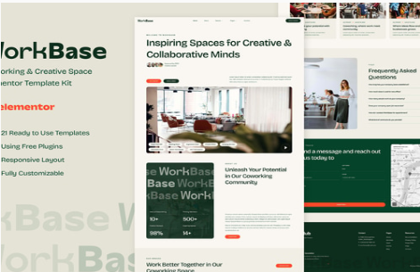 Product Image - WorkBase – Coworking & Creative Space Elementor Template Kit