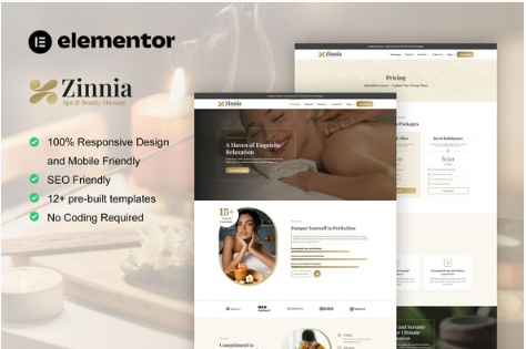 Product Image - Zinnia – Spa & Beauty Care Elementor Pro Template Kit