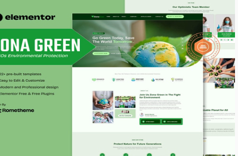 Product Image - Zona Green – NGOs Environmental Protection Elementor Template Kit