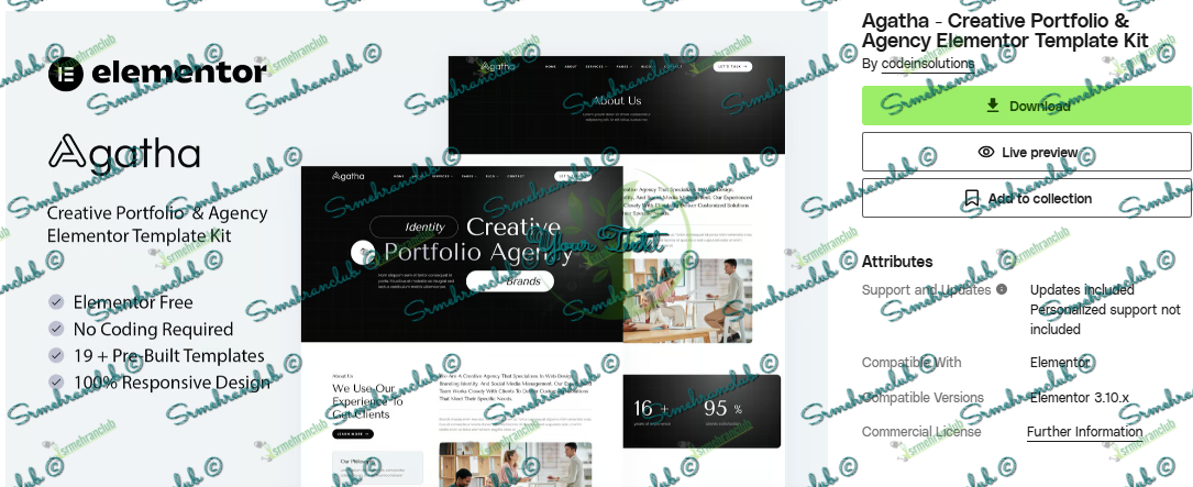 Agatha - Creative Portfolio & Agency Elementor Template Kit Download