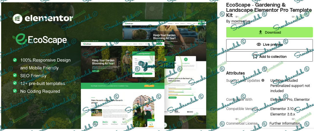 EcoScape - Gardening & Landscape Elementor Pro Template Kit Download