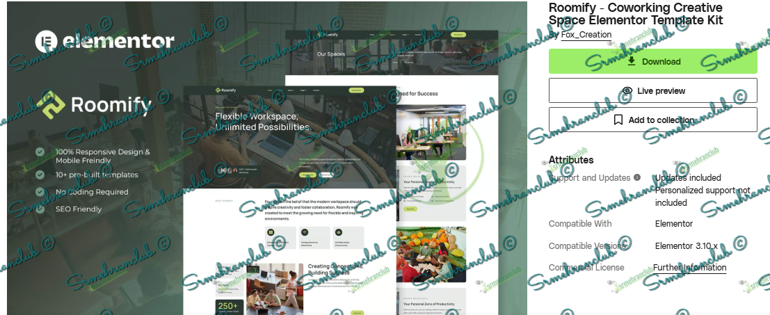 Roomify - Coworking Creative Space Elementor Template Kit