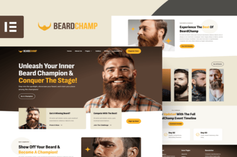 Product Image - BeardChamp – Beard & Mustache Competition Elementor Template Kit