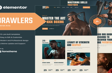 Product Image - Brawlers – Martial Arts Elementor Template Kit