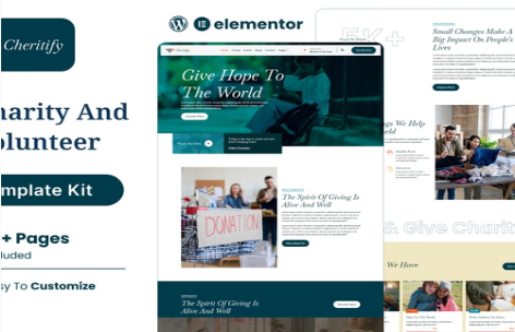 Product Image - Charitify – Nonprofit Charity & Donation Elementor Template Kit