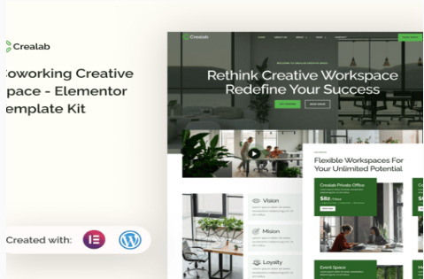 Product Image - Crealab – Coworking Creative Space Elementor Template Kit Product Image - Crealab – Coworking Creative Space Elementor Template Kit