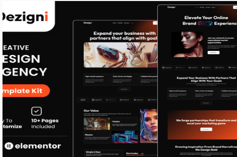 Product Image - Dezigni – Creative Design Agency & Portfolio Elementor Template Kit