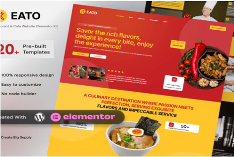 Product Image - Eato – Restaurant & Cafe Elementor Template Kit