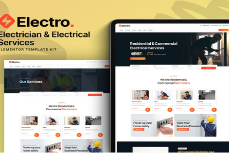 Electro - Electrician & Electrical Services Elementor Template Kit 1.0