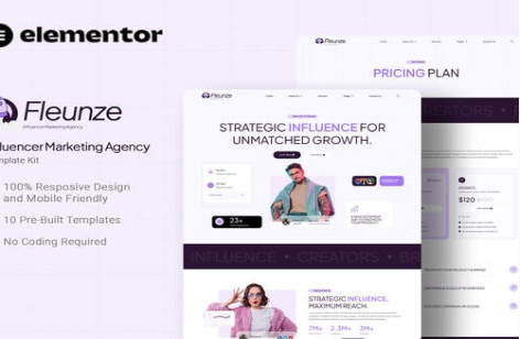 Product Image - Fleunze – Influencer Marketing Agency Elementor Template Kit Product Image - Fleunze – Influencer Marketing Agency Elementor Template Kit