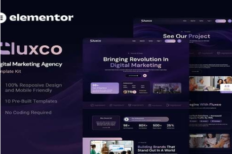Product Image - Fluxco – Digital Marketing Agency Elementor Template Kit