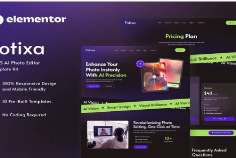 Product Image - Fotixa – SaaS AI Photo App Website Elementor Template Kit