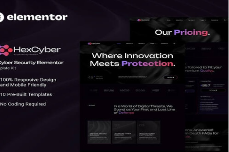 Product Image - Hexcyber – IT Cyber Security Elementor Template Kit