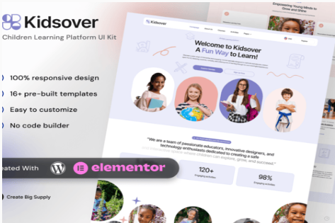 Product Image - Kidsover- Children’s Learning Platform Elementor Template Kit