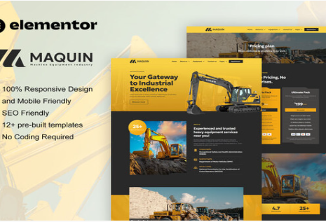 Product Image - Maquin – Construction Equipment Rentals Elementor Pro Template Kit