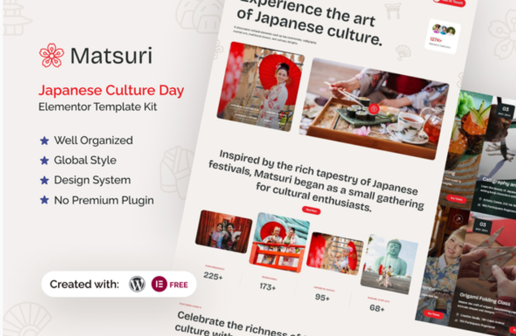 Product Image - Matsuri – Japanese Culture Day Elementor Template Kit
