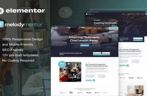 Product Image - MelodyMentor – Music School & Courses Elementor Template Kit