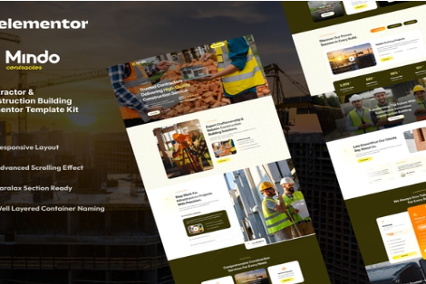 Product Image - Mindo – Contractor & Construction Building Elementor Template Kit