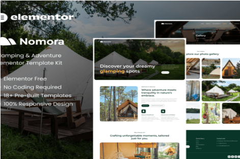 Product Image - Nomora – Glamping & Adventure Elementor Template Kit