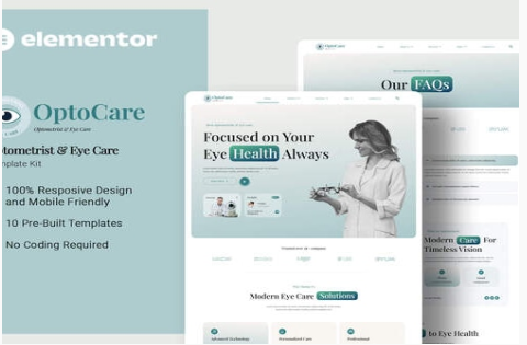 Product Image - Optocare – Optometrist & Eye Care Elementor Template Kit