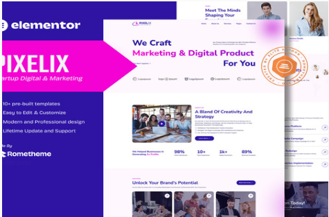 Product Image - Pixelix – Startup Digital Agency Elementor Template Kit