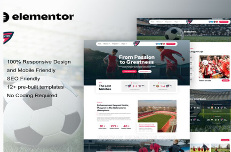 Product Image - Playyon – Football Team & Sports Academy Elementor Pro Template Kit