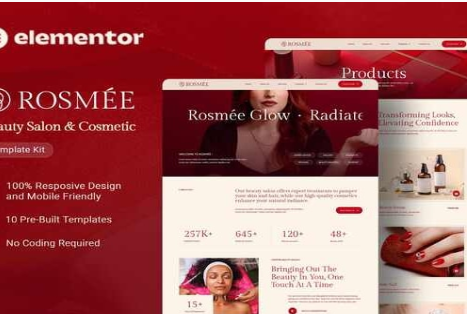 Product Image - Rosmee – Beauty Salon & Cosmetic Elementor Tempate Kit Product Image - Rosmee – Beauty Salon & Cosmetic Elementor Tempate Kit