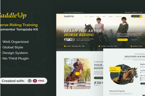 Product Image - SaddleUp – Horse Riding Training Elementor Template Kit