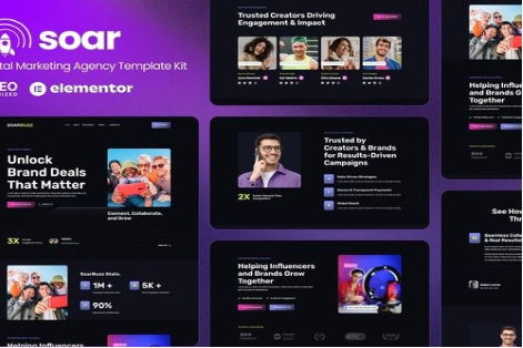 Product Image - SoarBuzz – Influencer Agency Elementor Template Kit