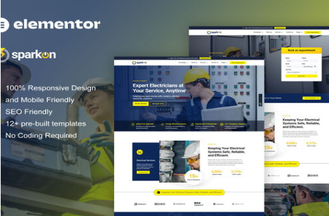 Product Image - Sparkon – Electrical Installation & Maintenance Service Elementor Pro Template Kit