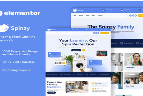 Product Image - Spinzy – Laundry & Fresh Clothing Elementor Template Kit