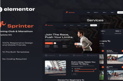 Product Image - Sprinter – Running Club & Marathon Elementor Template Kit